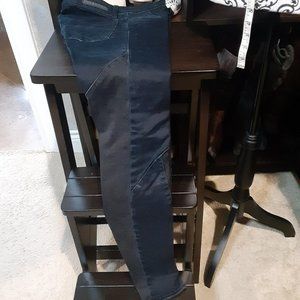 Rock & Republic "Kylie" Blue/Black riding/moto color block skinny jeans
